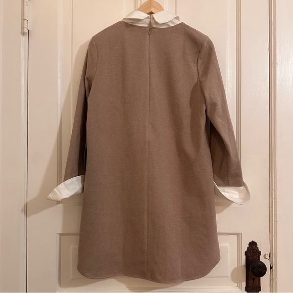 Tuckernuck Dakota Sandwhisp Tan Collared Long Sleeve Shift Dress Size Medium NWT - Picture 4 of 8